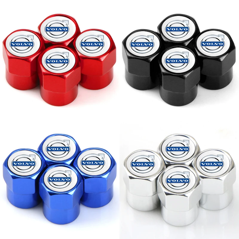 4pcs Car Valve Caps Car Wheel Tires Accessories Stems Covers For Volvo XC90 S60 V40 XC60 S80 S40 V70 V50 S90 T6 V60 V90 XC40 C30