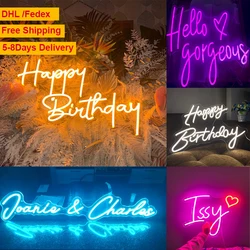 Signe Néon Personnalisé avec Lettres LED, Joyeux Anniversaire, Mariage, Oh Baby, Cadeau de ix