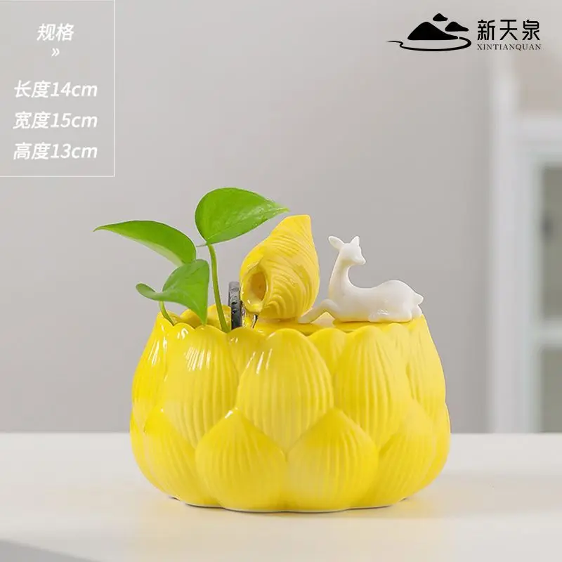 

Креативный керамический горшок для растений в форме лотоса, декоративный горшок для суккулентов и цветов, украшение для дома, офиса, подоконника, 14 см, зеленый цвет.