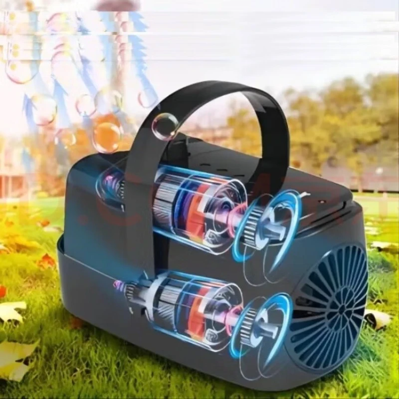 Long-Range Remote Control Bubble Machine - Silent Auto 2-Speed Bubble Blower for Outdoor Weddings and Kids Foaming Machine JT40