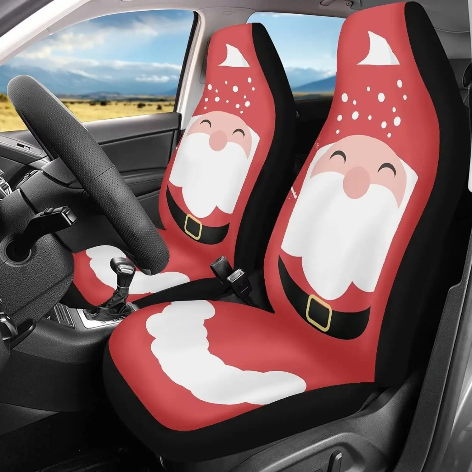 

Christmas Santa Claus Car Seat Covers Red 2 Pieces Vehicle Protector Bucket Seat Cover Womens Car Decor Front Seats Cover