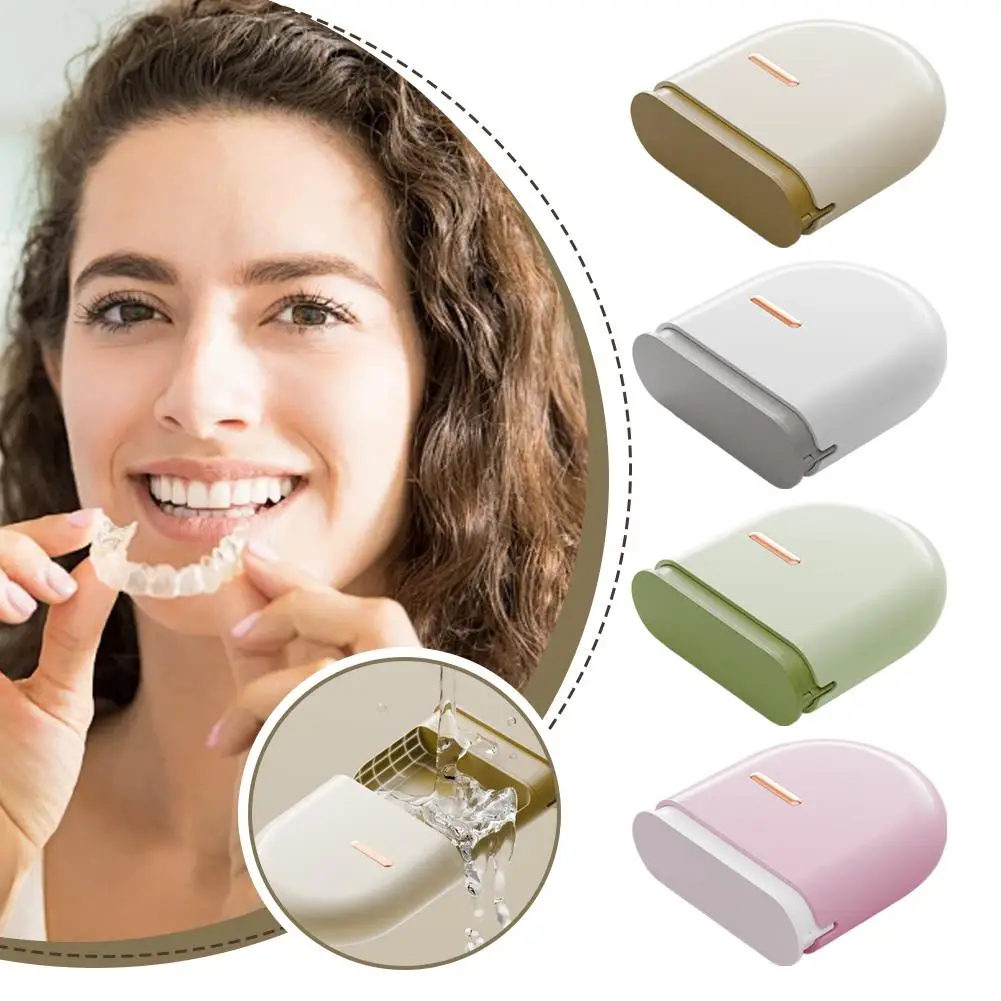 نصف دائرة قابلة للسحب صندوق صينية الأسنان المحمولة غير مرئية علبة الأسنان صندوق تخزين الأسنان كاذبة المحمولة صندوق جمع الأسنان #6