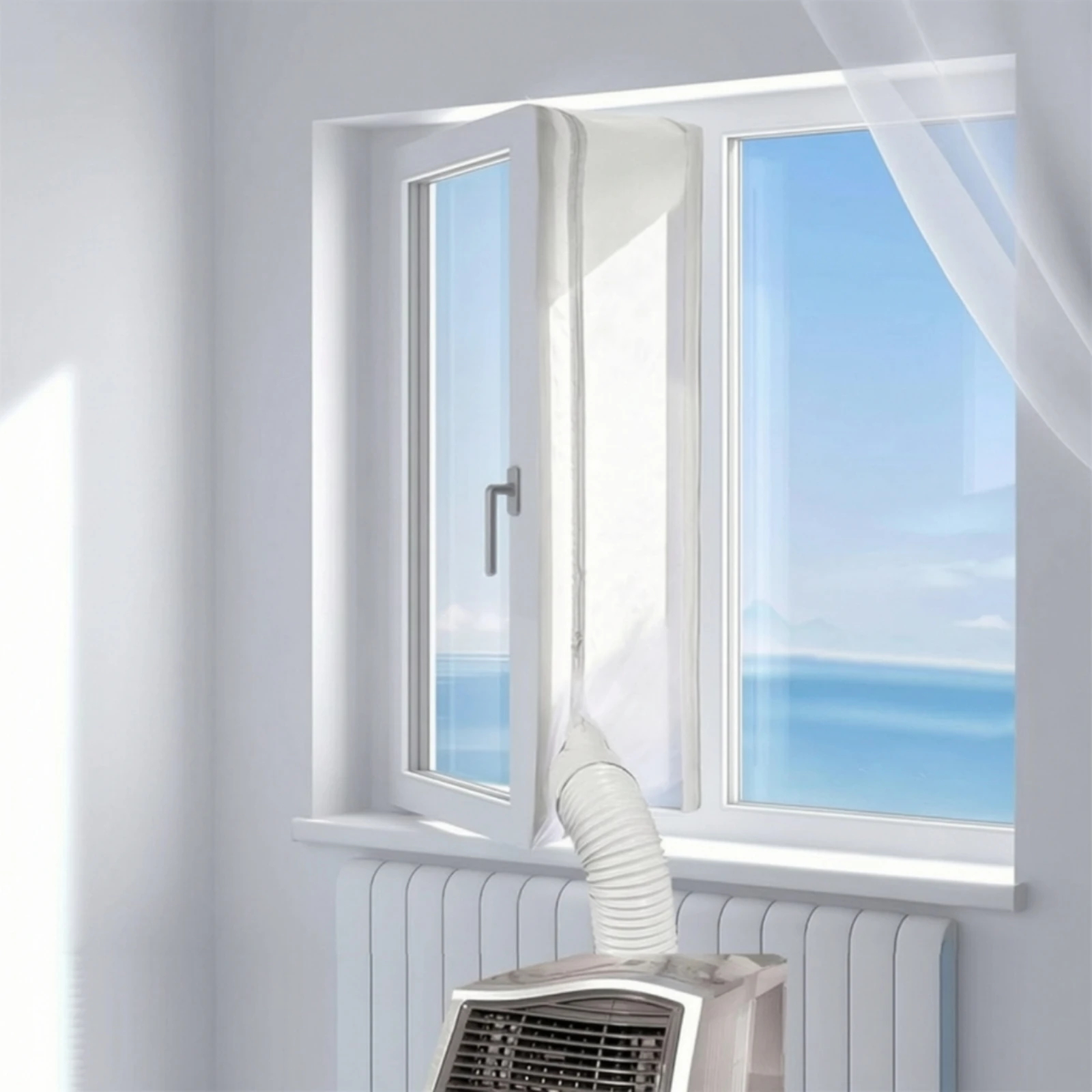Picture 3: Window Seal with Zipper Waterproof Window Sealing Cloth Portable for Bedroom, Apartment
