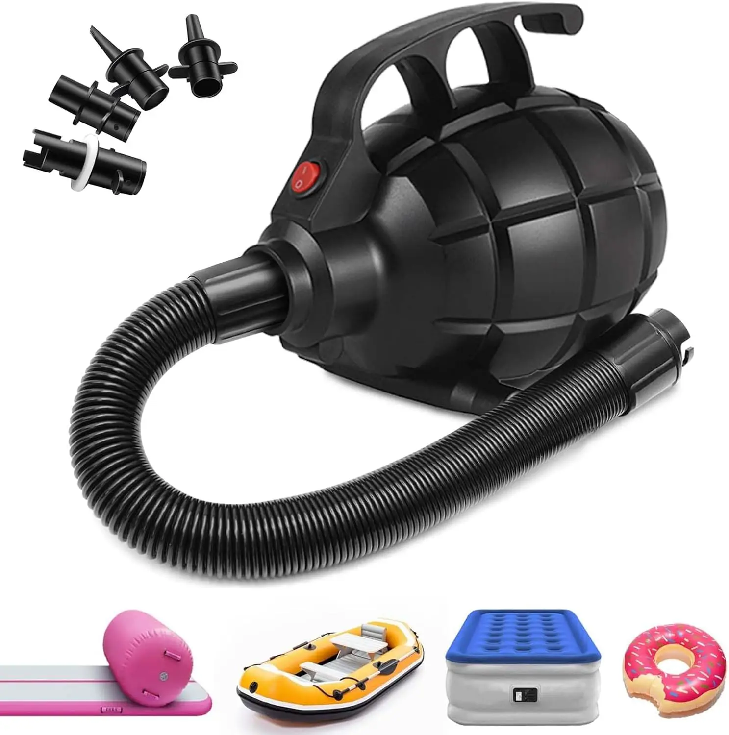 

Electric Air Pump with 4 Nozzles for Inflatable Mats, Quick-Fill AC 110-120V for Gym Fitness