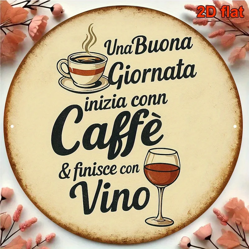 Italian Coffee Wine Wall Plaque,Decor Sign with Italian Phrases for Espresso Cappuccino Latte Wine, Wall Art for Restaurant,Bar.