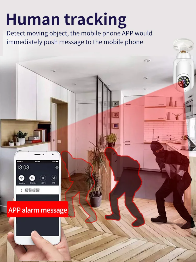2MP 1080P 390Eyes APP 5G E27 Lamp Head Socket Wireless PTZ IP Dome Camera AI Humanoid Detection Home Security CCTV Baby Monitor