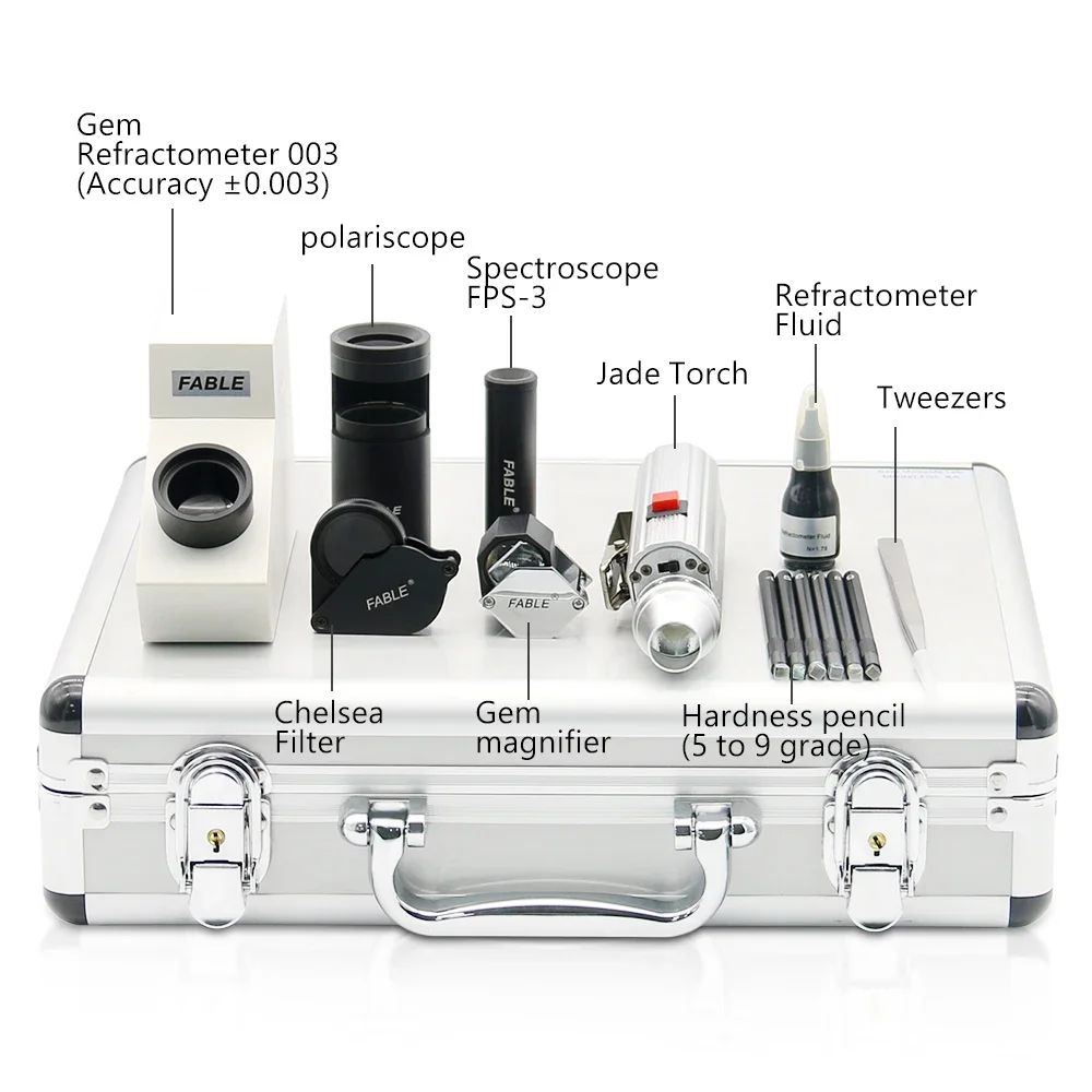 Professional High Quality And Cheapest Pocket Type Gem Identification Travel Lab With 8 Kinds Of Gemological Instrument