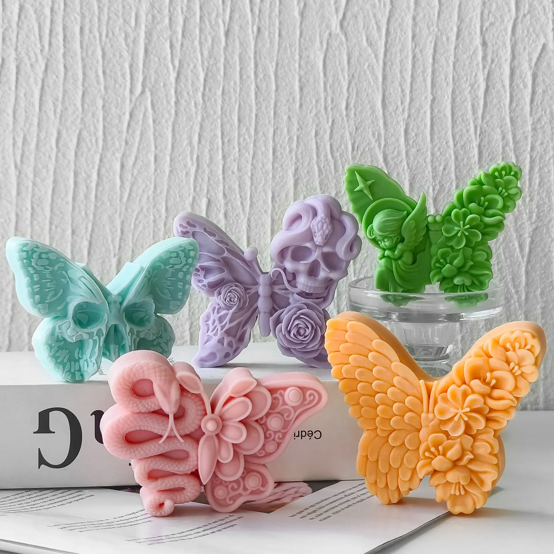 3D Butterfly Skull Snake Aroma Candle Silicone Mold DIY for Plaster Resin Diffuser Stone Ornament Craft Home Decor Gift