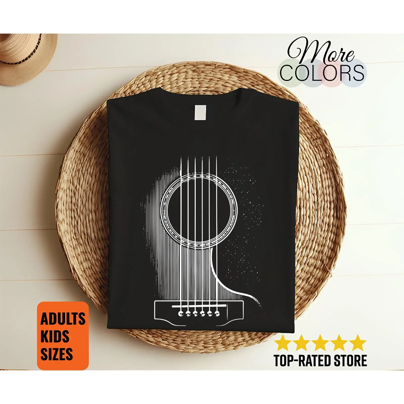 Minimal Abstract Folk Guitar String T shirt Music Instrument Lover for Guitarist Vintage Musician Casual vintage Washed