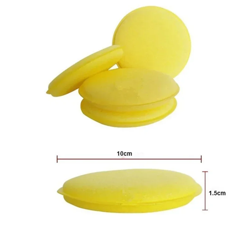 10 Pcs Yellow Car Foam Wax Applicator Polishing Sponge Round Cleaning Tools for Auto Detailing Essentials