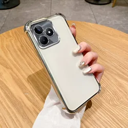 For Realme C61 Case Realme C63 Cover Realme Narzo N63 Phone Case RMX3939 Bumper Shockproof Protect Cover Clear electroplate
