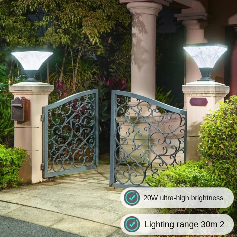 Solar powered column headlights, outdoor waterproof courtyard lights, villa entrance pillar lights, Rubik's cube ultra bright