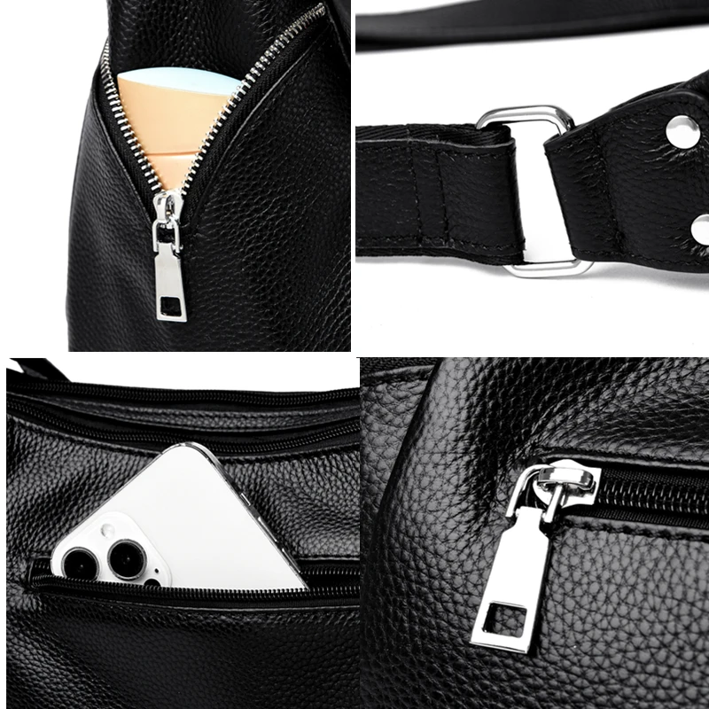 High Quality Soft Genuine Leather Handbag Women Luxury Purse Designer Multi-pocket Crossbody Shoulder Bag Female 2023 CowhideSac