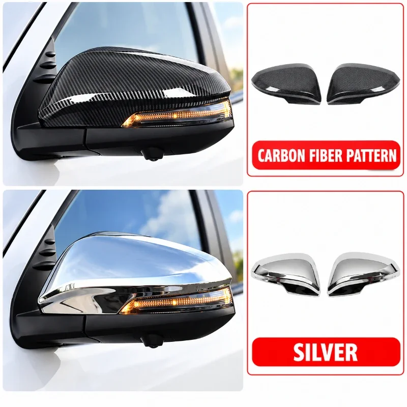 Rearview Side Mirror Cap Cover FOR Hilux 2016-2026 ABS Carbon Fiber Style Exterior Protective Trim Accessories 2PCS