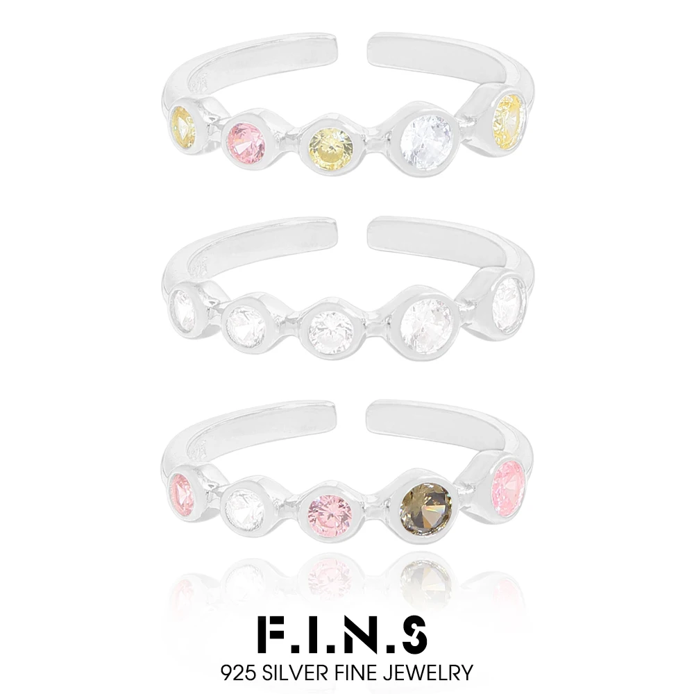

F.I.N.S оригинальный минималистичный дизайн S925 стерлингового серебра красочный циркон кольцо для женщин корейская мода штабелируемые украшения на палец
