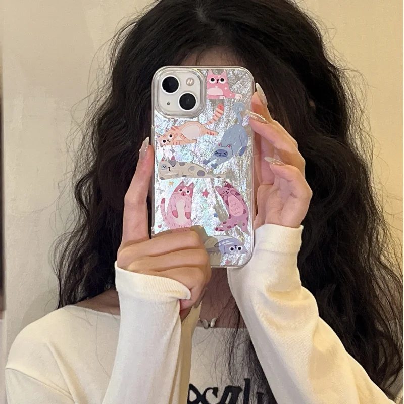 Kitten graphic Phone Case for Oppo Reno11 Reno12 Reno10 Reno8 Reno7 Reno6 Z F T Pro 4G 5G Feather Texture Back Cover
