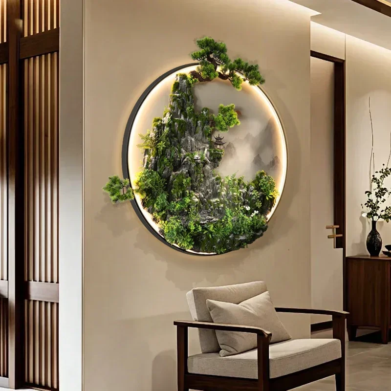 A Flowing water generates wealth and enters the entrance, decorative hanging paintings, Chinese Zen rockery fountain