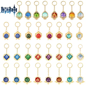 Juego Genshin Impact Vision llavero luminoso 7 elementos Ojo de Dios colgante llaveros para hombres mujeres bolso coche llavero Accesorios