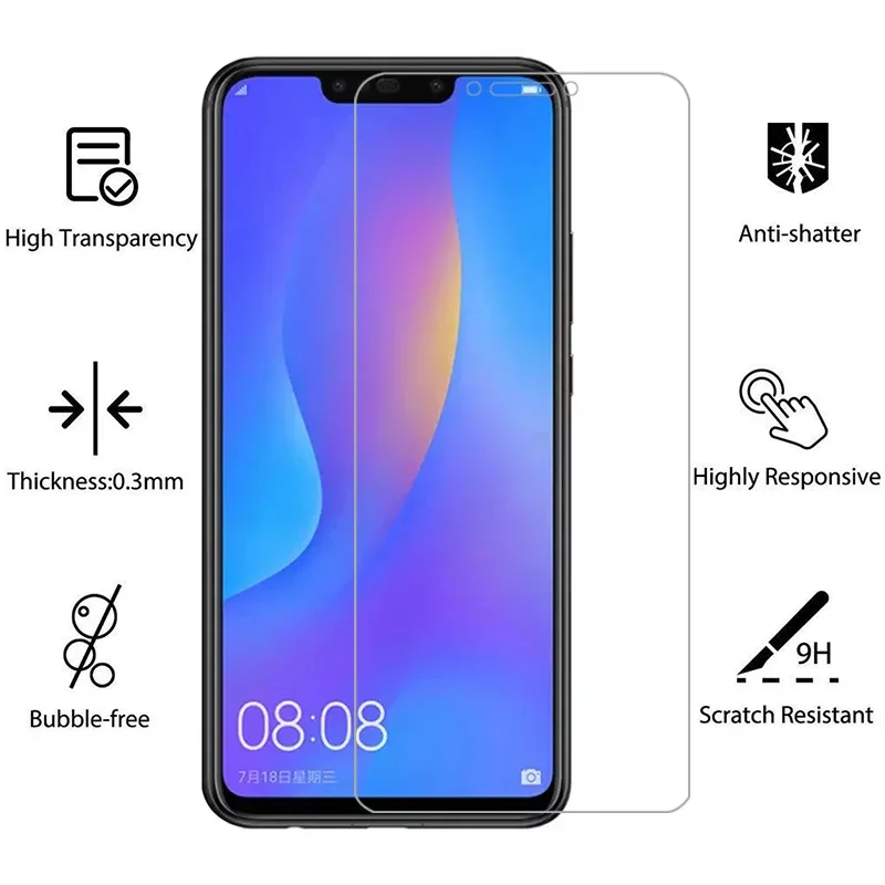 Protecteur d'écran en verre trempé pour Huawei P Smart Plus, film de sécurité, 2018