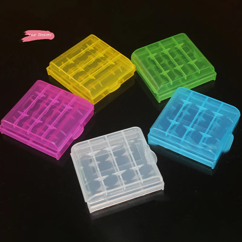 Y-Colorful Plastic Battery Holder Case Hard Storage Box for 4 AA AAA 14500 10440 Batteries Organizer Container 5-Pack