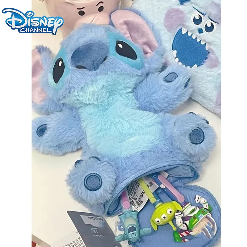 

Disney Stitch Pencil Case Cartoon Cute Plush Doll Pencil Case Stationery Box High Capacity Pen Desktop Storage Birthday Gift