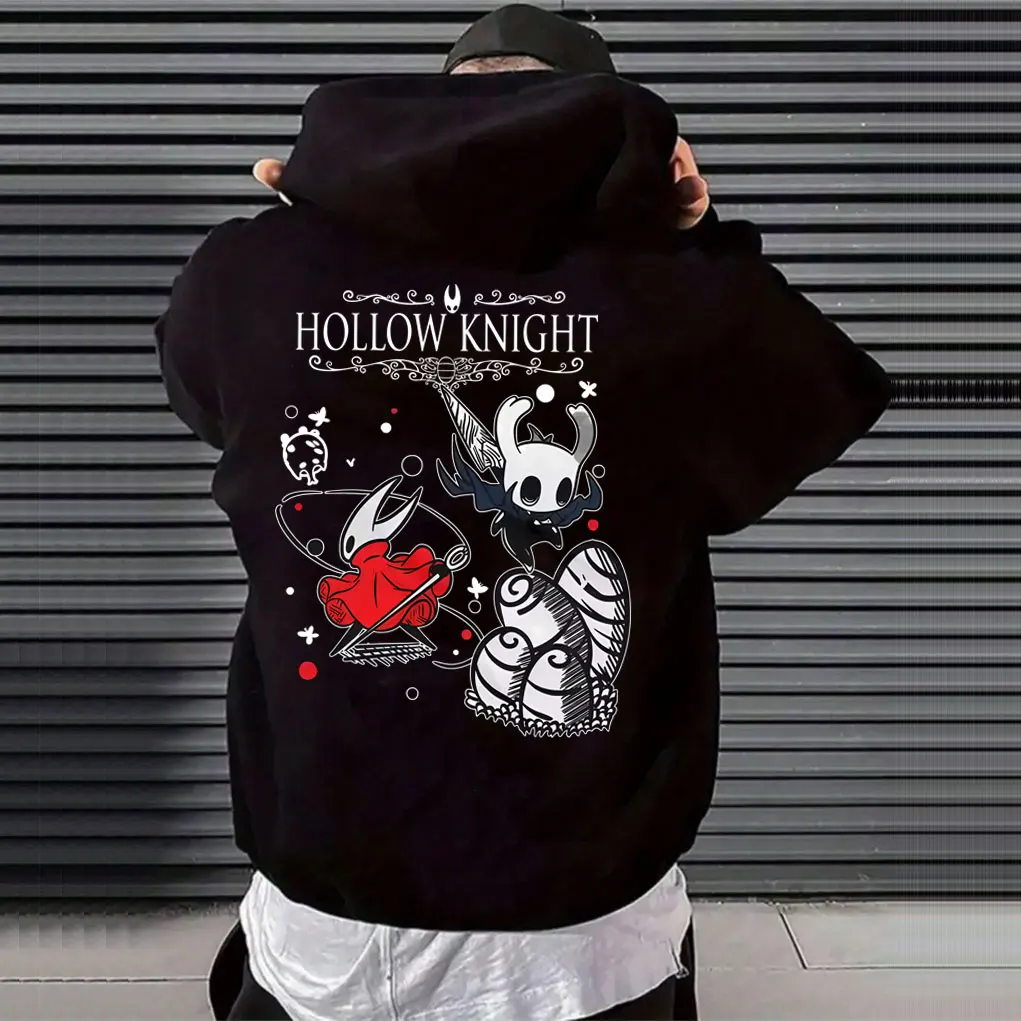 

Худи с двусторонним принтом Hollow Knight для мужчин и женщин, пуловер для любителей игр, модный мужской худи-костюм оверсайз с капюшоном и мультяшным рисунком