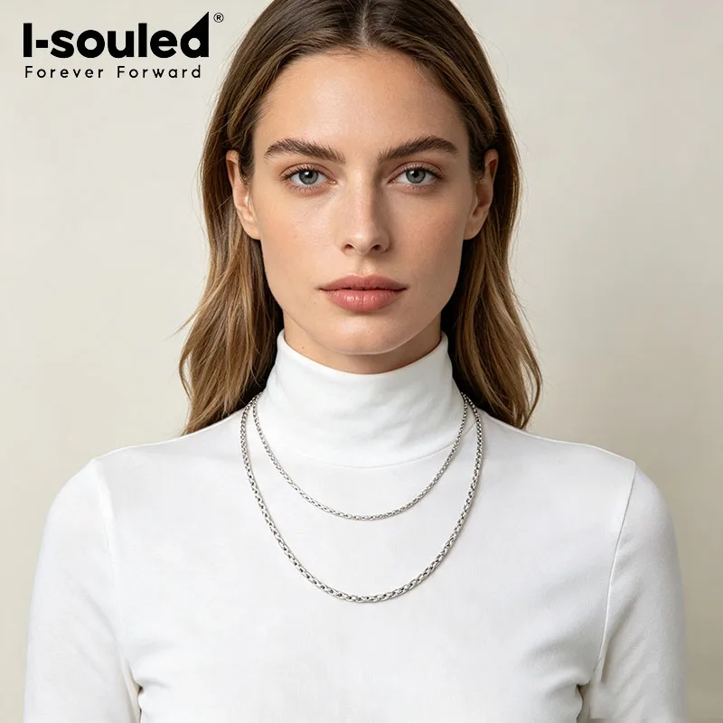 2.5mm/3.3mm pure titanium silver snake chain necklace, simple and fashionable, lightweight
