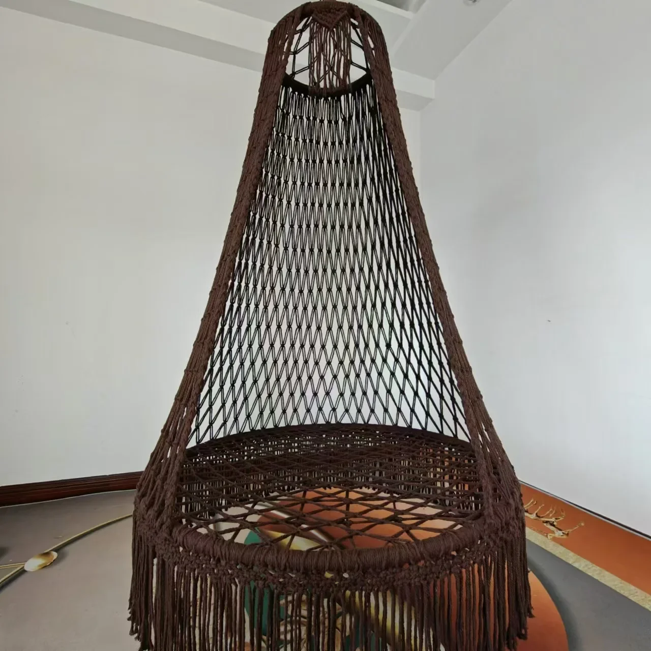 เก้าอี้แขวนเชือกถักทำมือ พู่ห้อย สไตล์โบฮีเมียน สำหรับสนามหญ้า สวน ระเบียง เปลญวนเด็ก ใช้ได้ทั้งในบ้านและนอกบ้าน