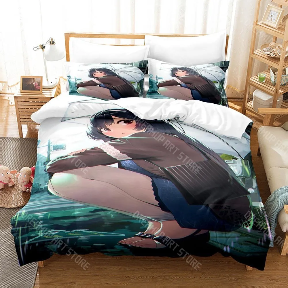 3D Printed My Life as Inukai-san’s Dog Anime Bedding Set for Boys Girls Duvet Cover Twin Queen King Full Single Double Sizes