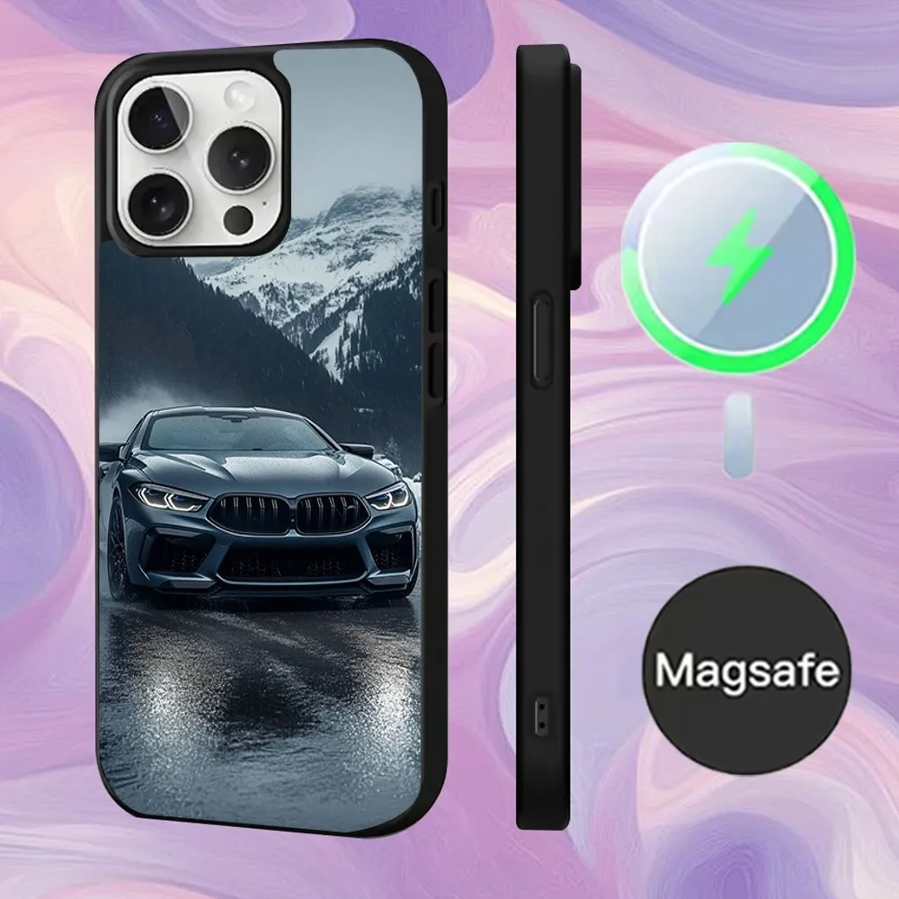 Zwart Wit voor B-BMW Telefoon Case Voor iPhone 16,15,14,13,12,11,Pro,Max,Plus,Mini,Magsafe,Magnetische Draadloze Opladen Case