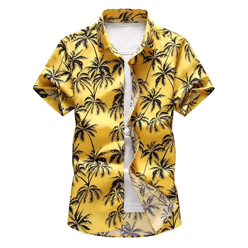 2023 Casual Floral Beach Men\'s Shirt Summer Short Sleeve Hawaiian Shirts For Men Plus Size Quick Dry Tee Shirt Men Clothes