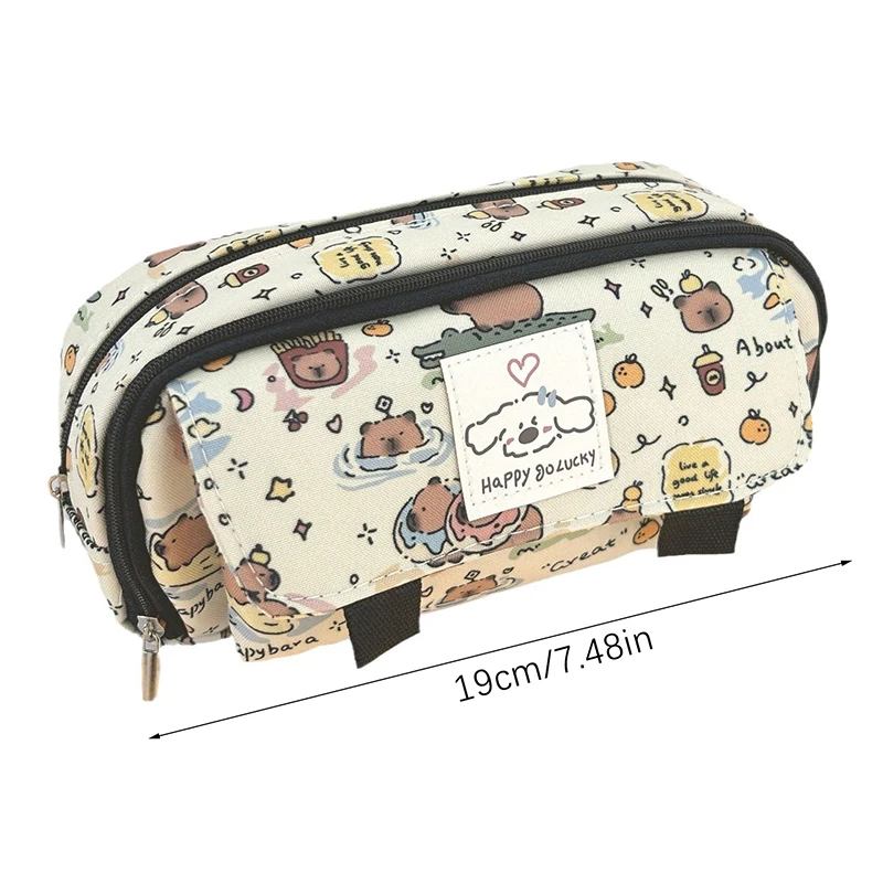 Kapi Bara-Sac à crayons à rabat de grande valeur pour étudiants, sacs de papeterie, grande capacité, dessin animé mignon, étui à crayons, fournitures de rangement, 1 pièce