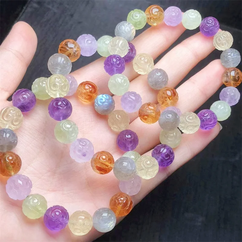 Natural Mixed Crystal Mosaic Bracelet String Charms Handmade Fortune Energy Bangle Mineral Woman Amulet Jewelry Gift 1PCS 10MM