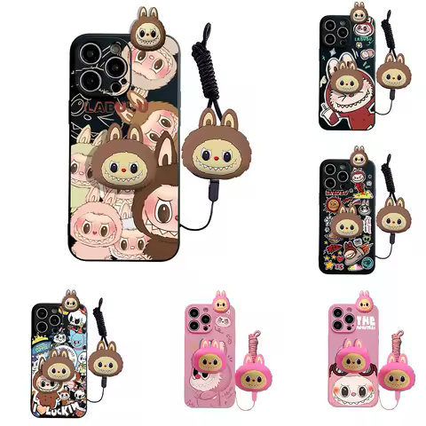 Kawaii LaBubu Monster Case With Rope For Samsung Galaxy A03 A04 A05S A10S A11 A12 A13 A14 A15 A30 A20S A21S A22 A23 A24 A25 A31