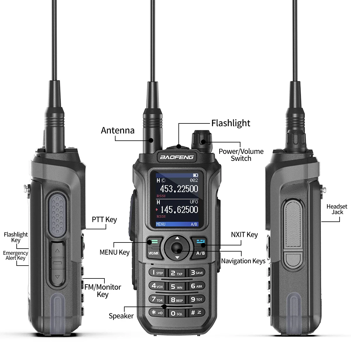 Imagem -02 - Pro v2 Walkie Talkie sem Fio Frequência de Cópia 999ch Tri-band Impermeável Longo Alcance Tipo-c Radioradioamneta uv 5r Peças Baofeng-uv21