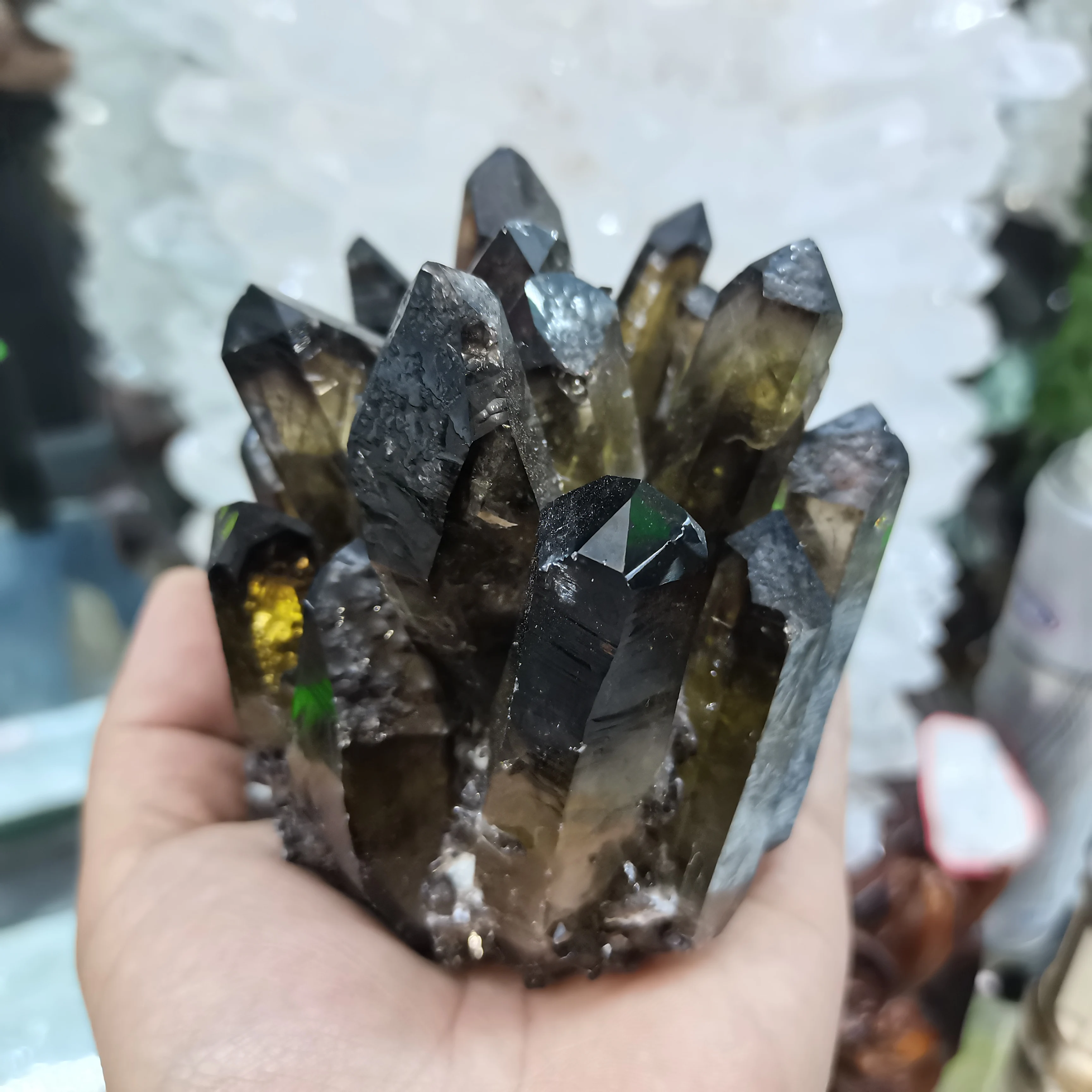 Smoky Quartz Crystal Stone Healing Geode Druz Gems Minerals Specimen Cluster Reiki Fengshui Gift Ornaments For Home Decoration