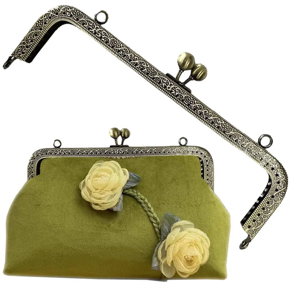 

10PCS Vintage Purse Frame 20.5cm Kiss Clasp Lock Metal Purse Clasp Frame Bag Handbag Handle Frame Buckle DIY Women Bag Accessory