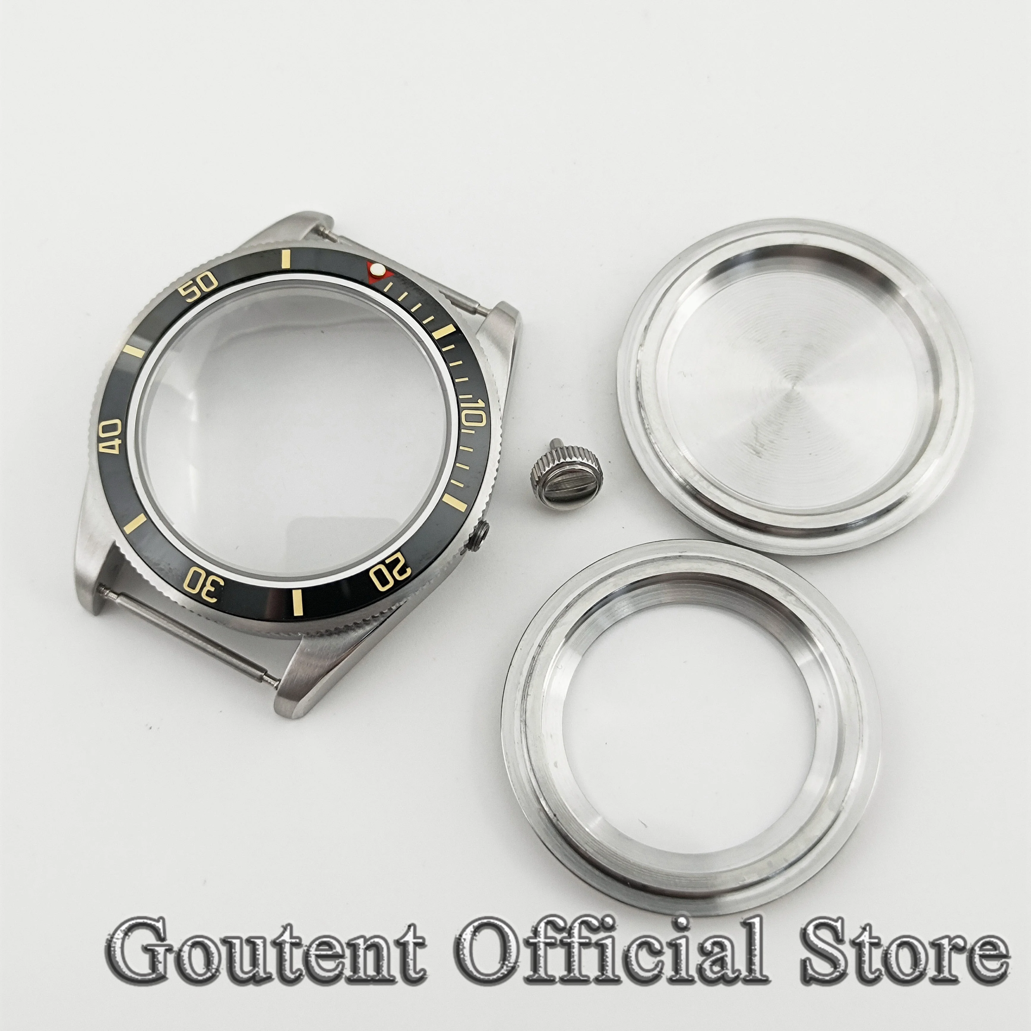 Goutent 39mm Watch Case Dome Sapphire Glass Fit NH34 NH35 NH36 ETA 2824 PT5000 Movement Transparent Glass Bottom Covert