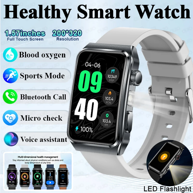 

Новые умные часы TK73, 1,57-дюймовый HD-экран, микропроверка, светодиодный фонарик, спортивные IP68, водонепроницаемые, с искусственным интеллектом, голосом, Bluetooth, вызовы, умные часы