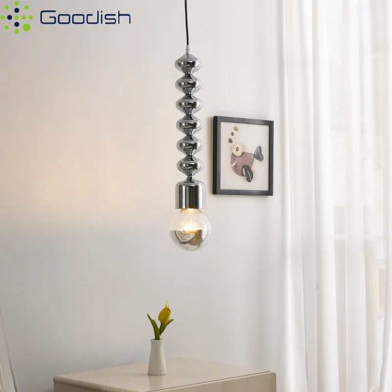 Industrial Vintage Black string beads Metal LED Pendant Lights Art Creative Indoor Lamps for Bedroom Home Decoration Chandelier
