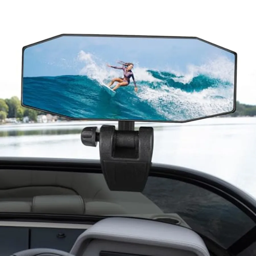

Boat Mirror Rear View Pontoon Mirror for Marine Ski Water Skiing Surfing, 4.7" x 12.2" Extra Large Boat Rear view 360° Adjustab