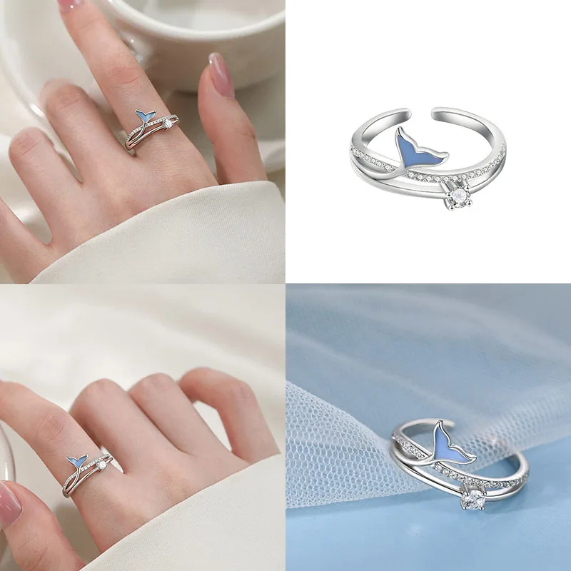 

Женские кольца из стерлингового серебра 925, рыбий хвост, обручальные, штабелируемые, хромированные ​ Кольцо Пара Элегантные Роскошные Ювелирные Изделия Подарок На День Рождения