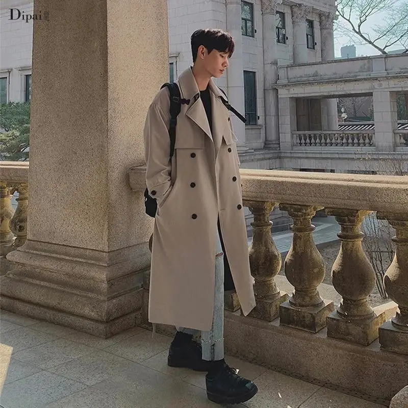 

Мужская негабаритная длинная модная ветровка до колена Briti Sle, осенне-зимнее пальто, повседневная удобная хлопковая верхняя одежда