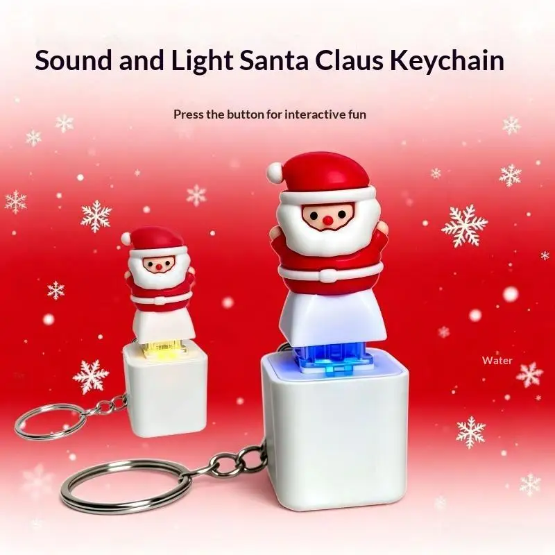 Weihnachts-Weihnachtsmann-Schlüsselanhänger mit Licht und Ton zur Stresslinderung, Niedlicher Leuchtender Stimmen-Schlüsselring, Kreatives Fidget-Spielzeug für Weihnachtsgeschenke – Detail 13