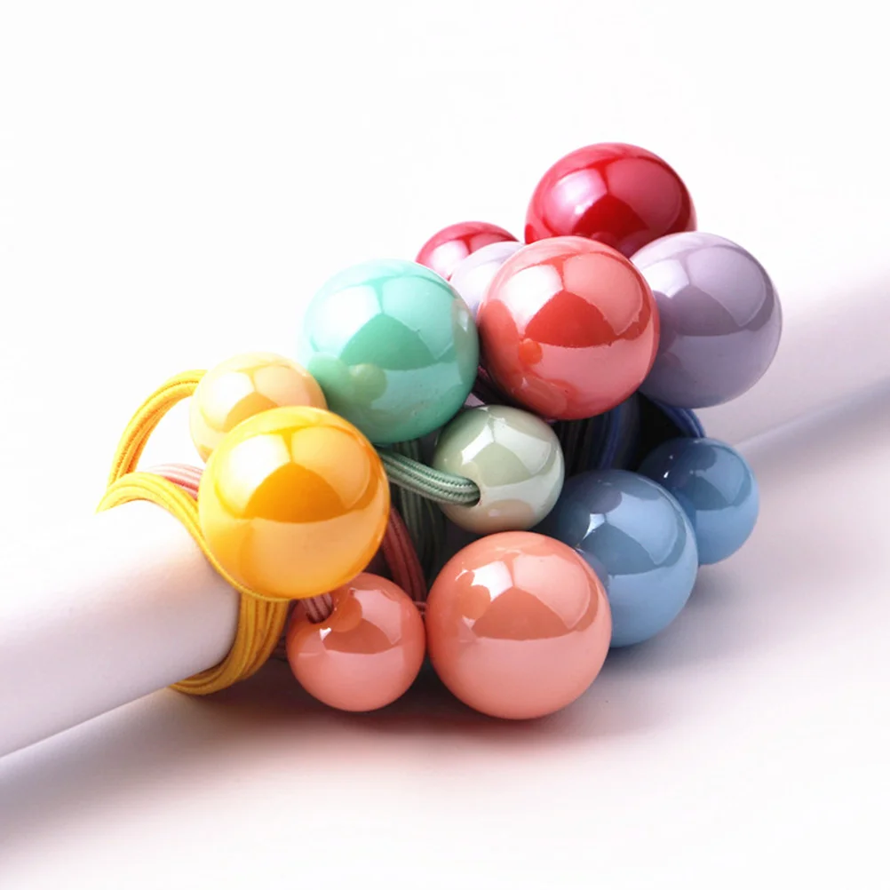 

Colorful Elastic Ropes Double Balls Ponytail Holders Kids Ties Toddler Rubber Bands Bright Design Festival Gift Accessories
