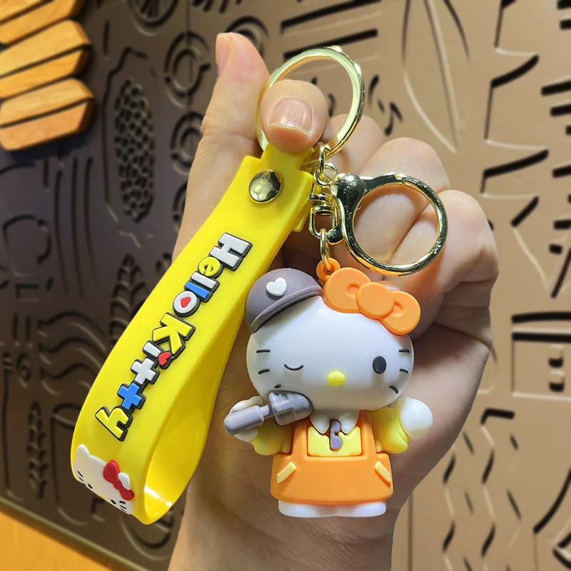 Sanrio Melody Kuromi Hello Kitty Cinnamoroll Soft Rubber KT Cat Keychain Car Bag Pendant Keyring Birthday Jewelry Holiday Gifts