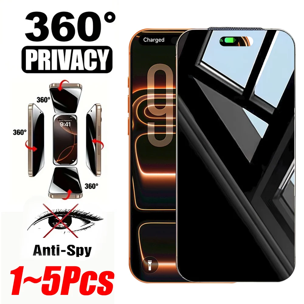 5Pcs 360° Four Way Privacy Screen Protector For iPhone Duo iPhone 18 Fold Ultra Full Cover Anti Spy Protective Tempered Glass
