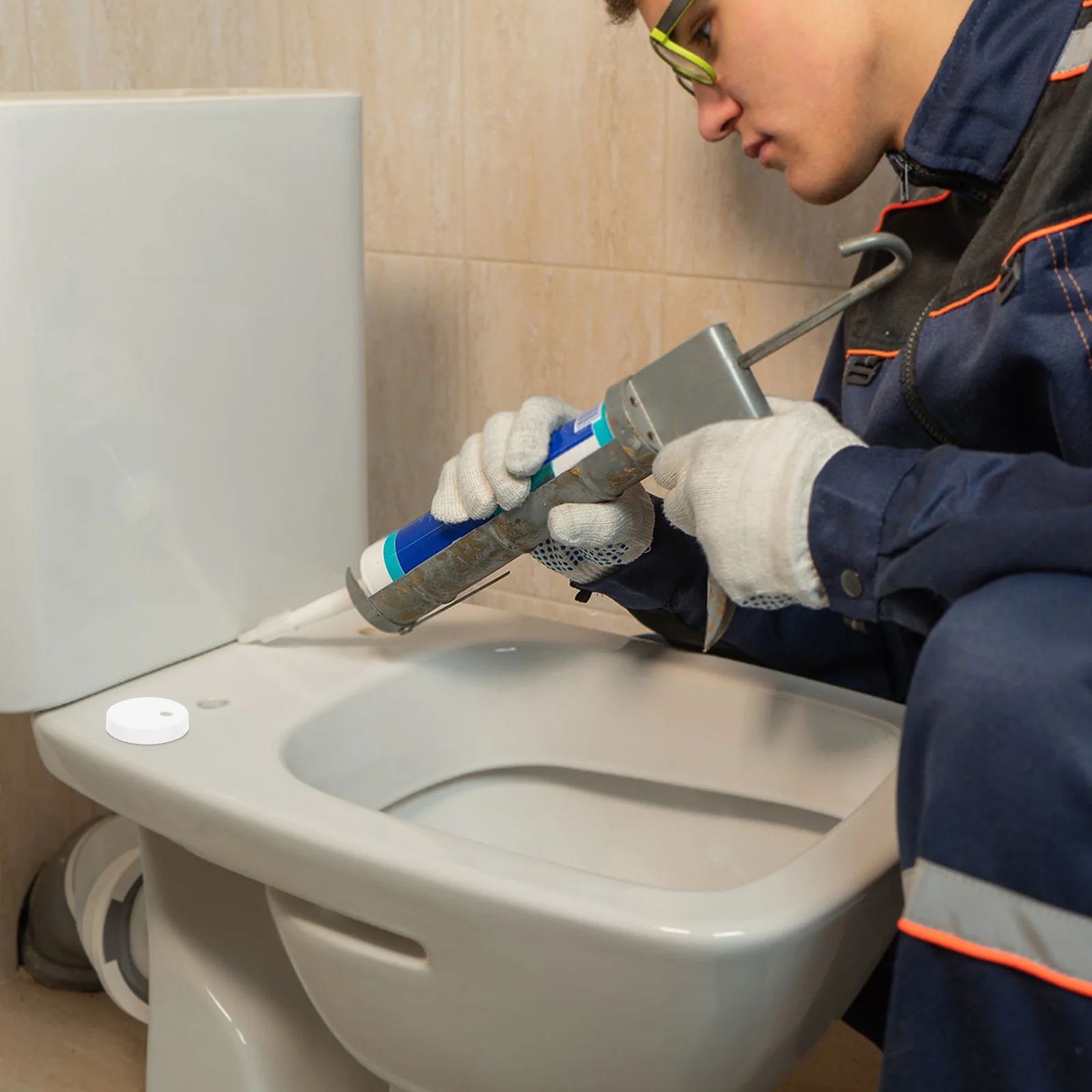 Penutup Baut Toilet 45Mm, Plastik Putih, Bulat, Dekoratif, Pengganti, Tahan Lama, Universal, Suku Cadang Perbaikan Kamar Mandi, Engsel