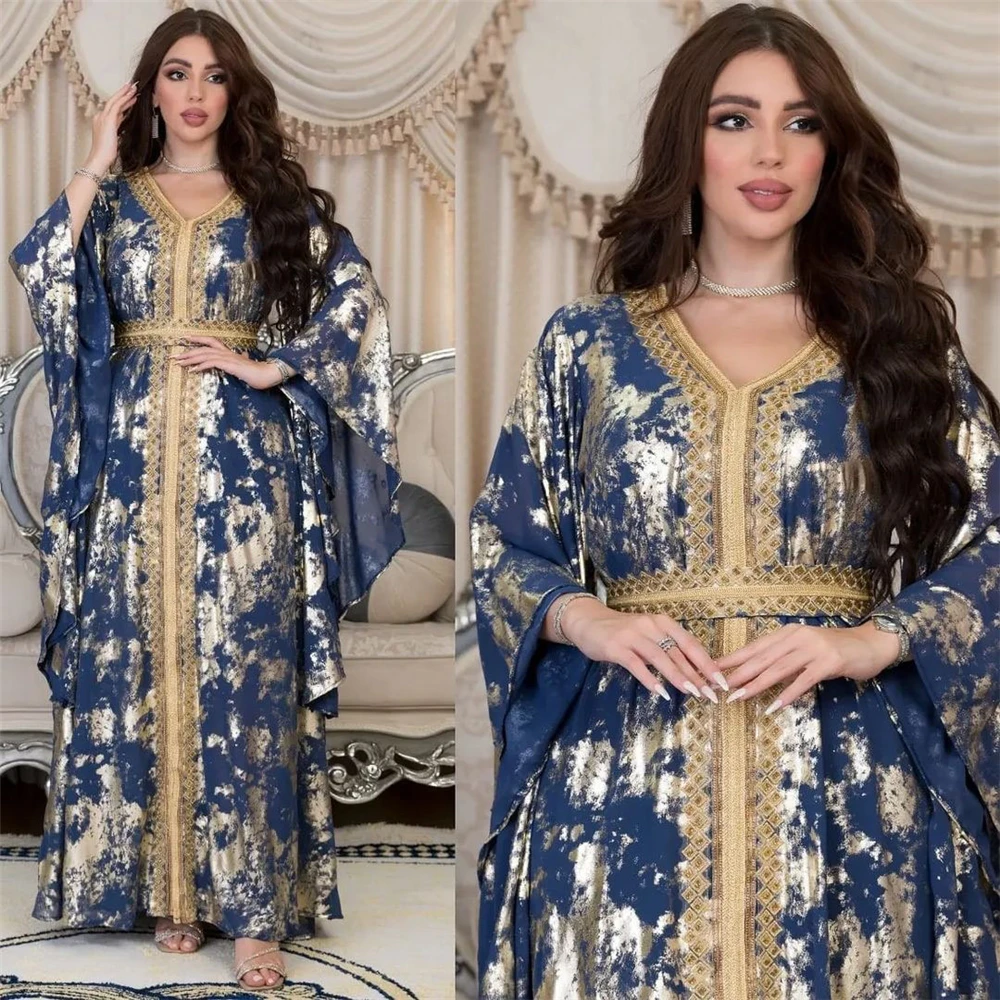 2024 Ramadan Eid Mubarak Djellaba Abaya Muslim Women Chiffon Maxi Dress Islamic Evening Party Gown Robe Jalabiya Kaftan Dubai