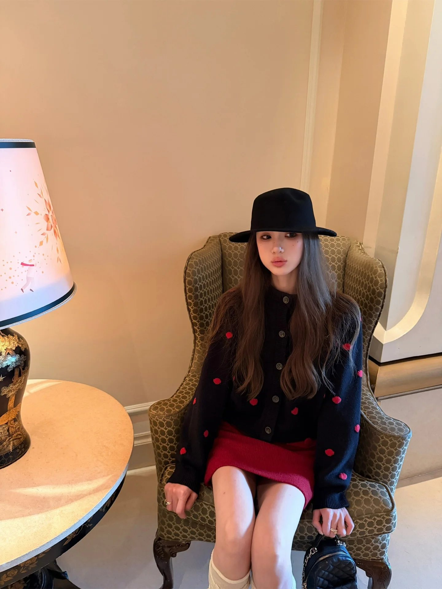 

Aaaaxbbb Polka Dot Knitted Sweater round Ne Embroidered Two Color Korean Sle Long Sve Women's Knitwear Winter 2025